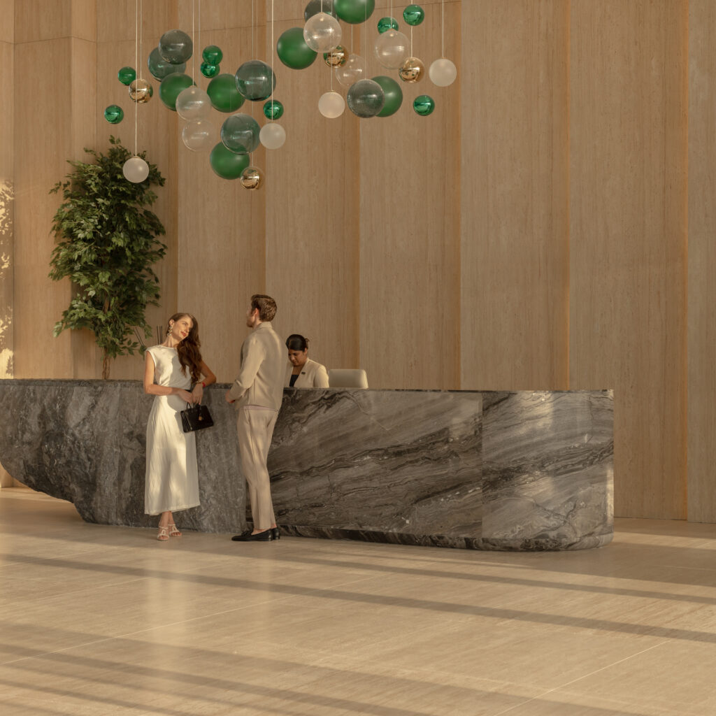 Reception of a luxurious residential building in Dubai.